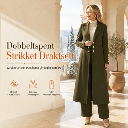 Elegant to-dørs høstoutfit for kvinner med retro langermet kåpe og enkle bukser