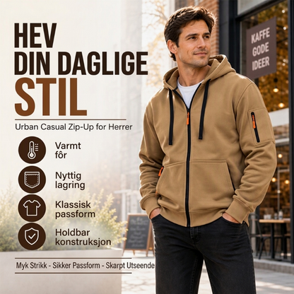 Herre uformell hettejakke med varmefôr