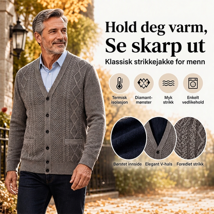 Herre klassisk termisk cardigan genser