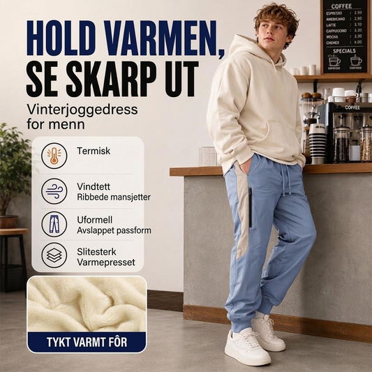 Vindtette termiebukser for herre med elastiske mansjetter