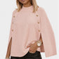 Knappestrikket kappe-poncho-genser for kvinner