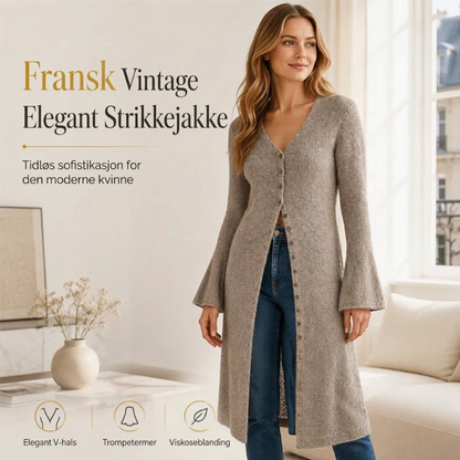 Dame strikket lang åpen cardigan