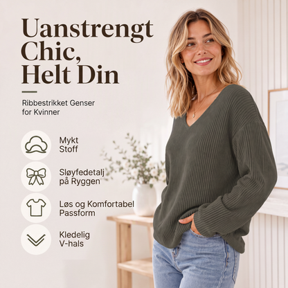 Elegant strikket topp for kvinner med sløyfe på baksiden