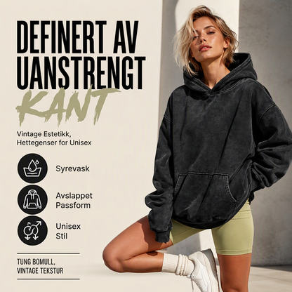 Unisex, avslappet oversize hettegenser med syrevask