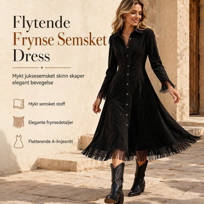 Kvinnelig Vintage Langermet Frynsekjole