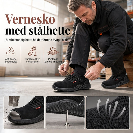 Sikkerhetssko for menn med ståltå - åndbare arbeidsstøvler, lettvekts og punkteringsbeskyttende vernesko