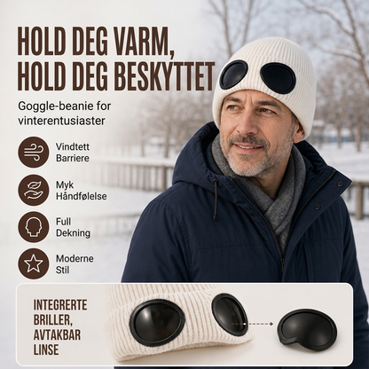 Unisex varm strikket lue med skibriller