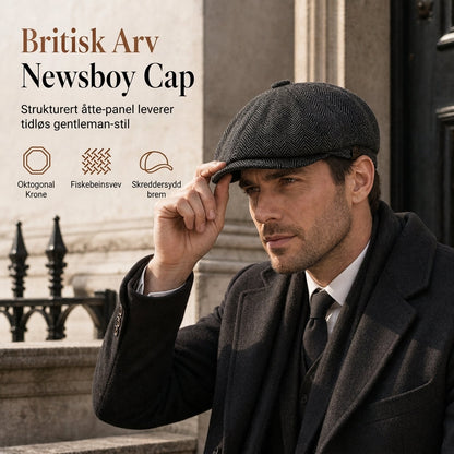 Vintage britisk stil «Newsboy Cap» for menn og kvinner – klassisk, uformell flatlue – åttekantet beret