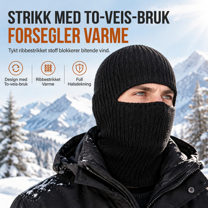 Varm strikket balaklava-lue for menn – vindtett vinterlue og ansiktsmaske med hette for kaldt vær