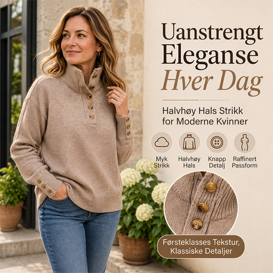 Casual strikket genser med ståkrage for kvinner