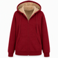 Varm vinter-fleece-genser med hette for damer