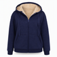 Varm vinter-fleece-genser med hette for damer