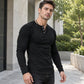 Herre Casual Slim Fit Ribbet Henley T-skjorte