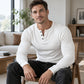 Herre Casual Slim Fit Ribbet Henley T-skjorte