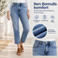 Kort jeans med høy midje og rette ben for kvinner