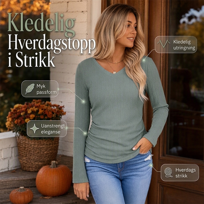 Elegant V-hals strikket topp for kvinner