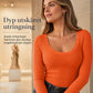 Dames vierkante hals lange mouwen ribgebreid slim passend T-shirt