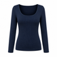 Dames vierkante hals lange mouwen ribgebreid slim passend T-shirt