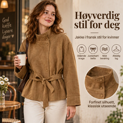 Elegant jakke med stående krage og belte for damer