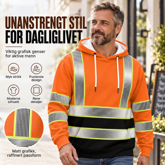 Herrer høy-synlighet stil trykt hettegensere