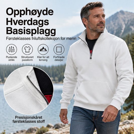 Varm herre-sweatshirt med halv glidelås