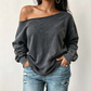 Vårs tilfeldige av-hals mineralvask oversized slouchy sweatshirt