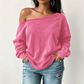 Vårs tilfeldige av-hals mineralvask oversized slouchy sweatshirt