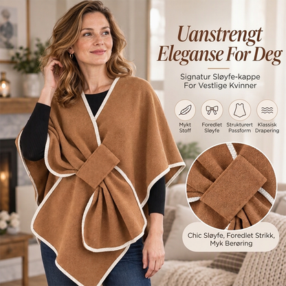 Elegant strikket poncho-sjal for kvinner