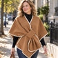 Elegant strikket poncho-sjal for kvinner