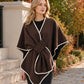 Elegant strikket poncho-sjal for kvinner