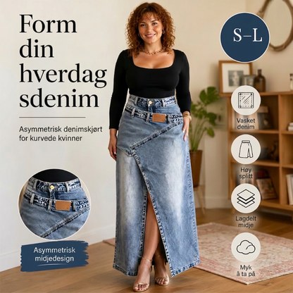 ⌛Tidsbegrenset tilbud – Maxi-skjørt i denim med lagdelt midje for damer