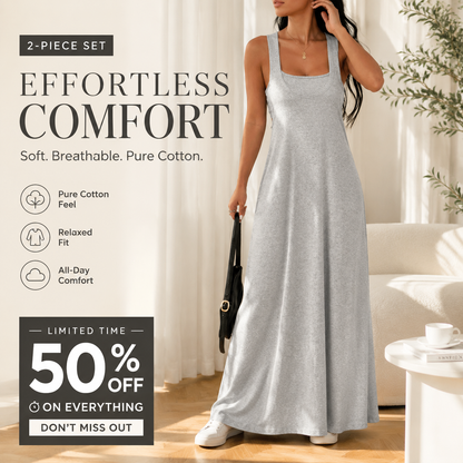 📢📢50 % RABATT !! ⏰Maxikjole i to-delt stil med utskjæringer på sidene – uanstrengt, elegant sommerstil ✨