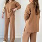 🎁50 % rabatt✨Komfortabel stretchstrikket V-halsdress for kvinner (topp + bukse)