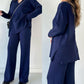 🎁50 % rabatt✨Komfortabel stretchstrikket V-halsdress for kvinner (topp + bukse)